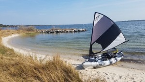 Ocean kayak with a Falcon Kayak Sail.